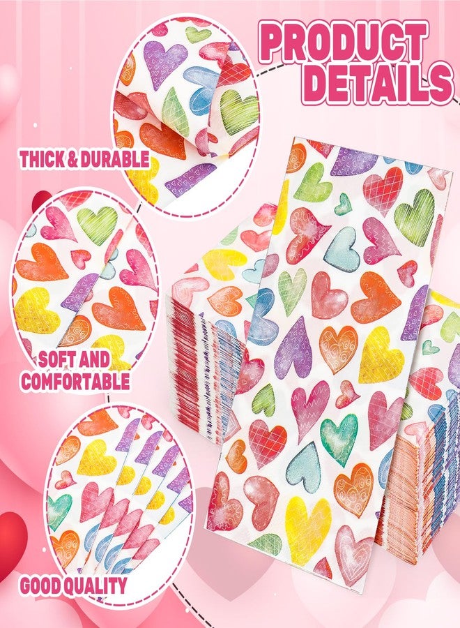 JarThenaAMCS مناديل جارثينا إيه إم سي إس ٥٠ قطعة لضيوف عيد الحب، مناديل ملونة على شكل قلوب حب، مناديل ورقية للاستخدام مرة واحدة، مناديل عشاء بألوان مائية، مناديل ورقية لليدين، مناسبة للحمام، حفلات الزفاف، ذكرى الزواج، لوازم المائدة - Image 3